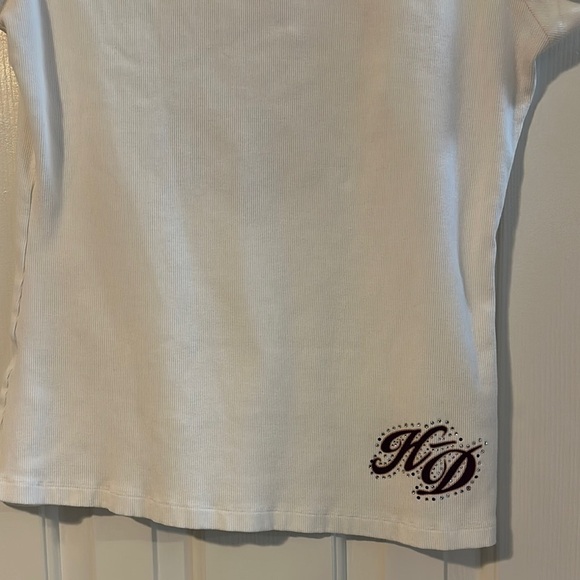 Harley-Davidson Valentines Collection White Graphic Tee Ribbed V-Neck Large Y2K - Picture 5 of 9